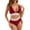 Wine, variant on Women's High Waisted Bikini Sets Tummy Control Swimsuits Two Piece Bathing Suits Color Block Halter Swim Suits