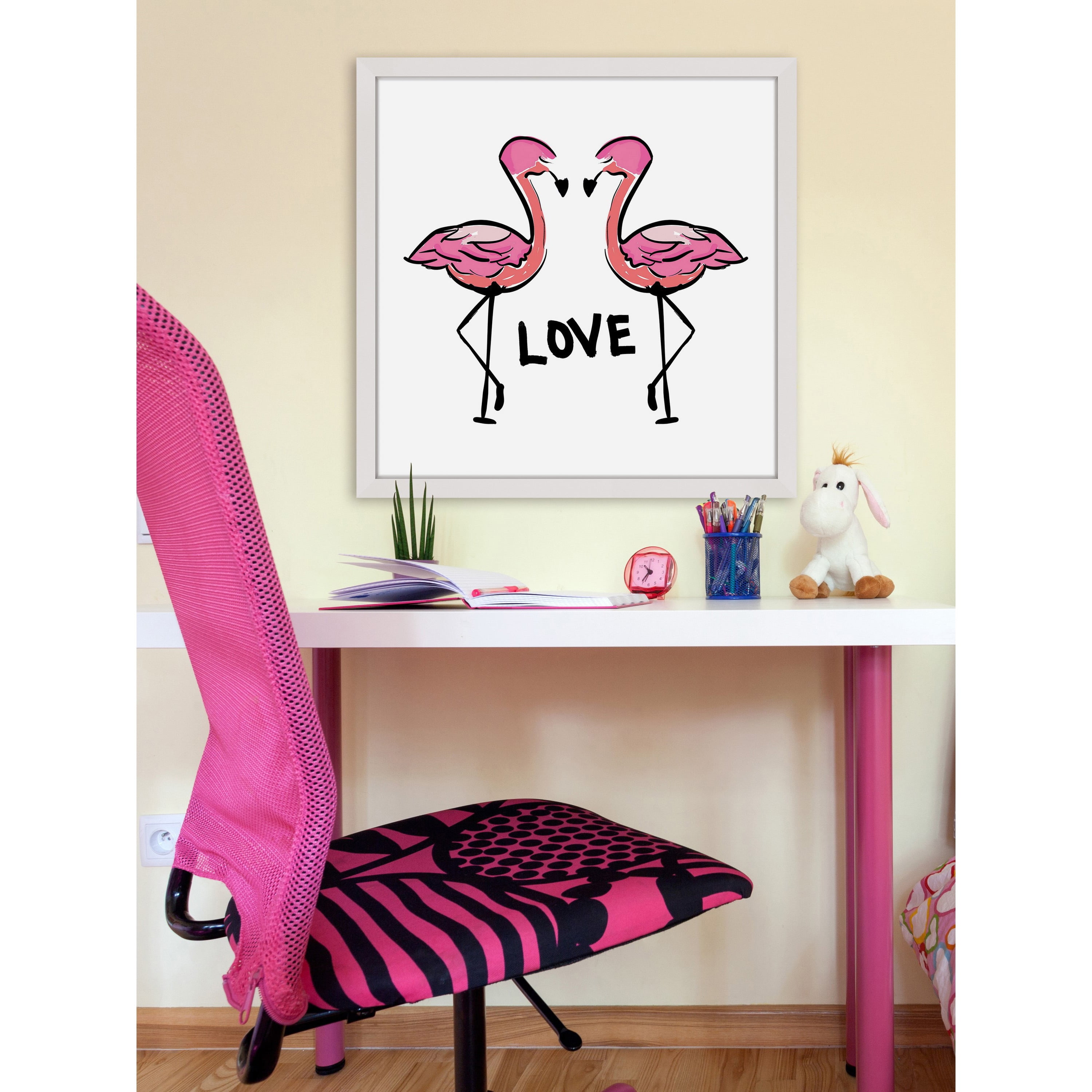 Marmont Hill "Love Flamingos" by Shayna Pitch Framed Painting Print