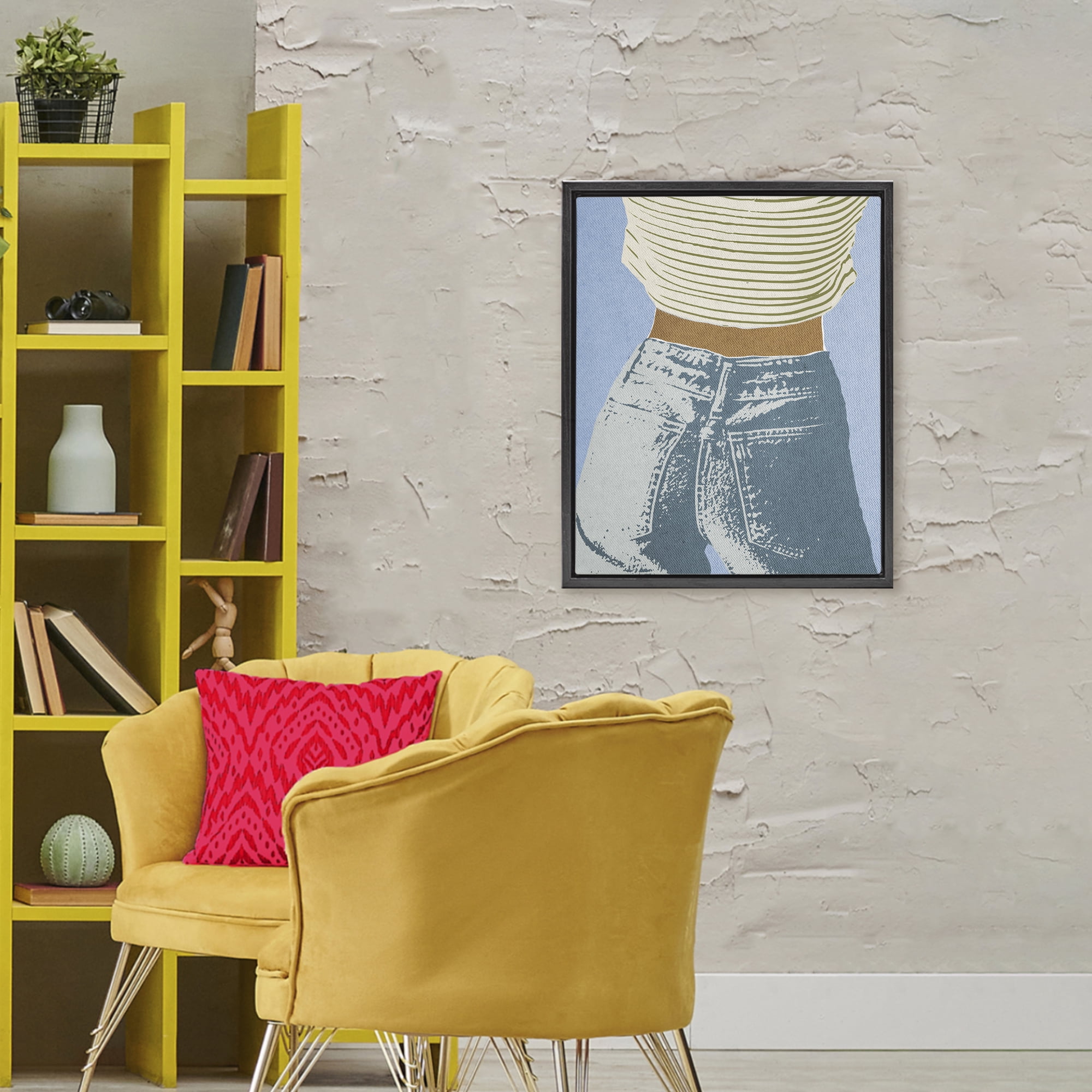 Stupell Industries Vintage Jeans & Tee Black Framed Floater Canvas Wall Art, design by Victoria Barnes