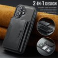 thumbnail image 2 of Case For IPhone 16 6.1" RFID Blocking Protective Purse Case With Magsafe 7-card Slots Kickstand 2 In 1 Detachabl Flip Shockproof Protective Leather Cover,Black,For iPhone 16, 2 of 7