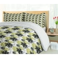 thumbnail image 5 of Ambesonne Modern Duvet Cover Sets, Flourishing Flowers Art, 2-King, Grey Black Pale Green, 5 of 7
