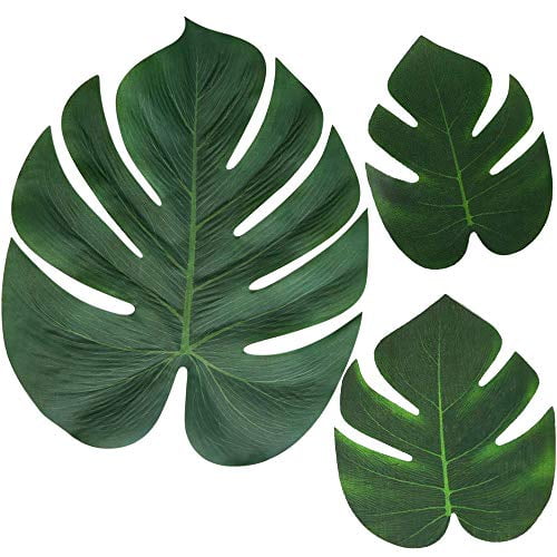 48pk Polyester Tropical Leaves Luau Hawaiian Decoration Green Leaf Party 