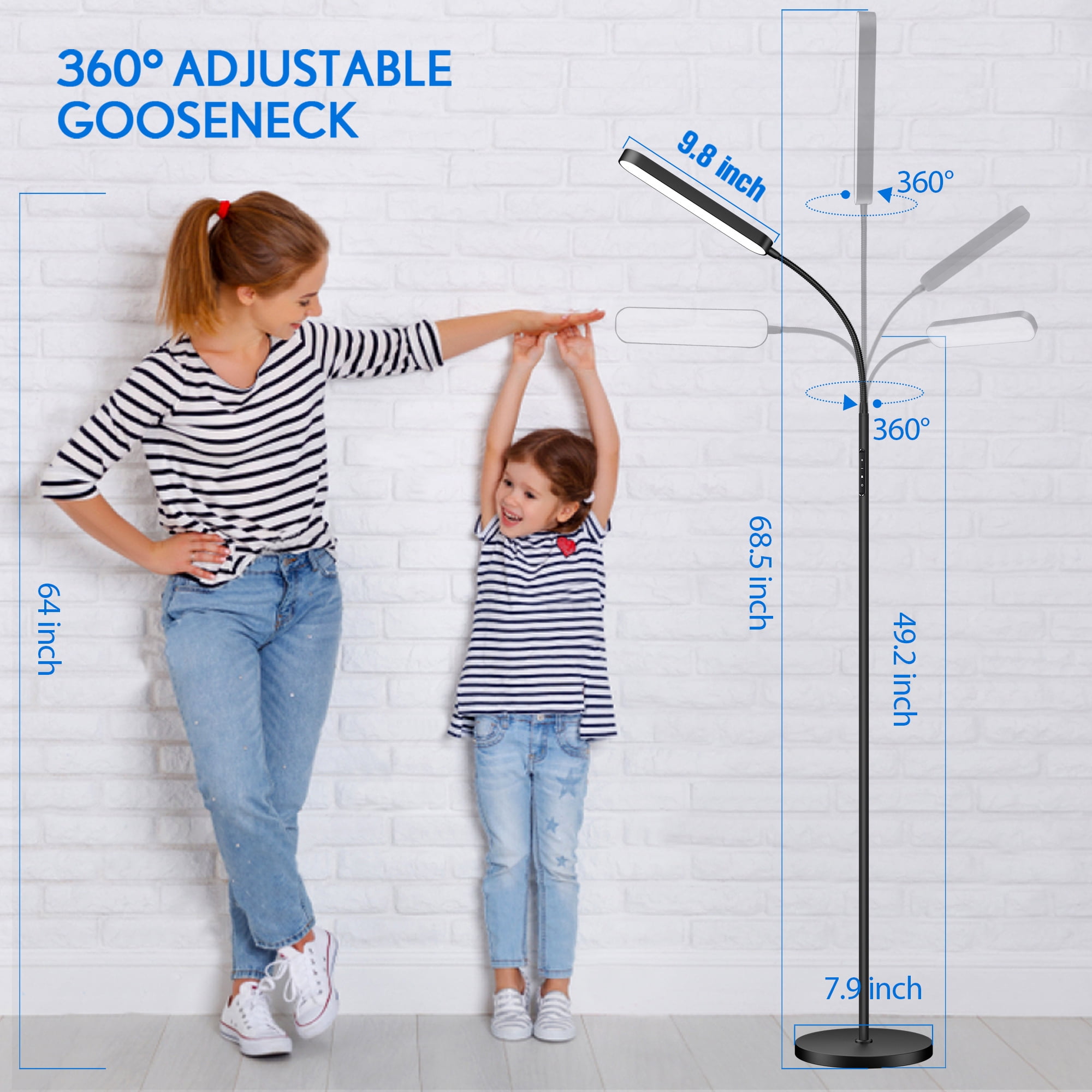 OUTON LED Floor Lamp for Living Room,  Dimmable Reading Lamp with Remote and Touch Control, 4 Color Temperature Standing Lamp for Bedroom Office Piano