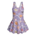 thumbnail image 7 of FOR U DESIGNS Girls' Sleeveless One-Piece Swimsuit Sleeveless Bathing Suit Swimwear Skirted Bathing Suit for 3-13 Years, Seashell Beaded Necklace, 7 of 7