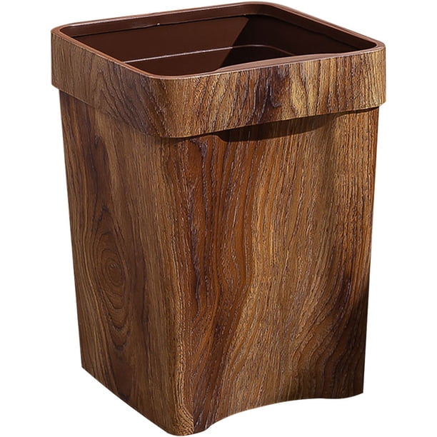 OULII De Basura De Plástico Estilo Con Imitación Madera Color Café