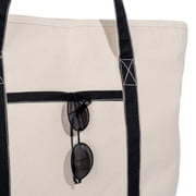 Extra Large Zippered Canvas Tote Bag, 22 Inch, Organic Cotton - Black
