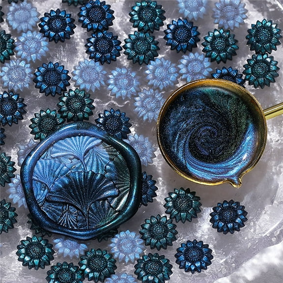 100Pcs Glittering Colored Waxes Seal Beads for Seal Stamp Flower Shaped Sealing Waxes for Sealing Envelope Holiday Card