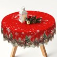thumbnail image 2 of Nanqianyi 70" Round Red Christmas Tablecloth,Vintage Santa Reindeer Sleigh with Snowflake Print,Winter Holiday Waterproof Table Cover, 2 of 6