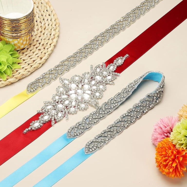 sparkly belt for bridesmaid dress Bridal Belt, Wedding Dress Belt Handmade with Sparkly Crystal Rhinestone  Ribbon