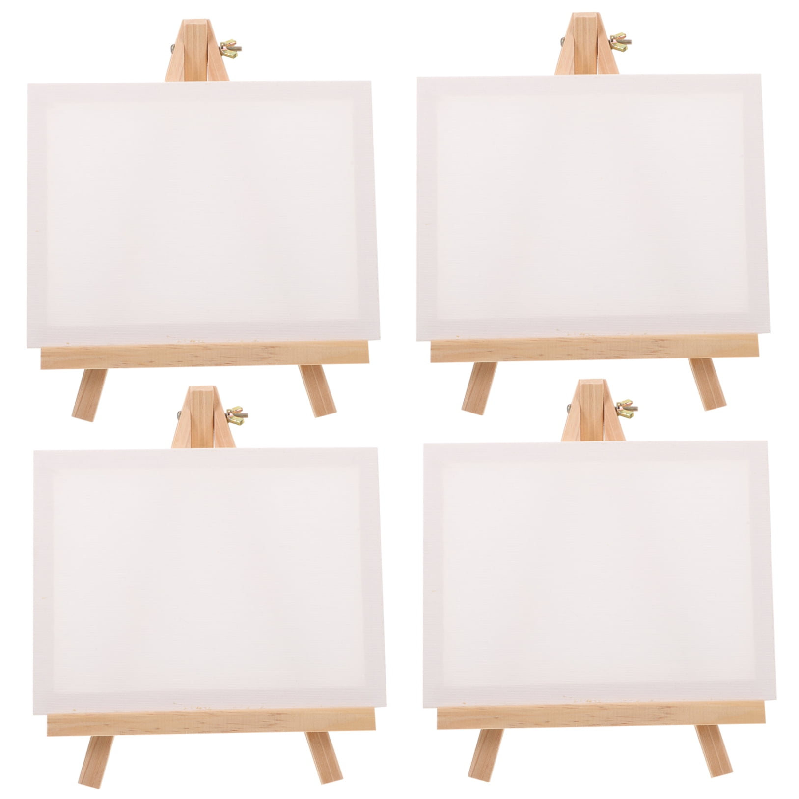 Worgeous  4 Sets Mini Canvas Canvases with Easel Kits Table Top Easels for Painting Child