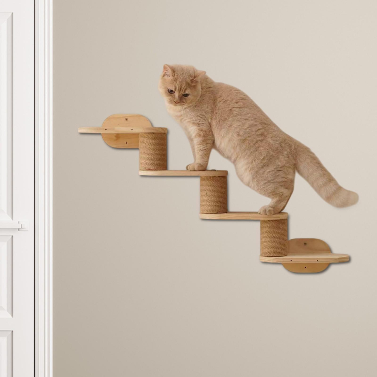 Bothyi Cat Wall Shelves 4 Steps Wooden Cat Wall Steps for Scratching Climbing Playing