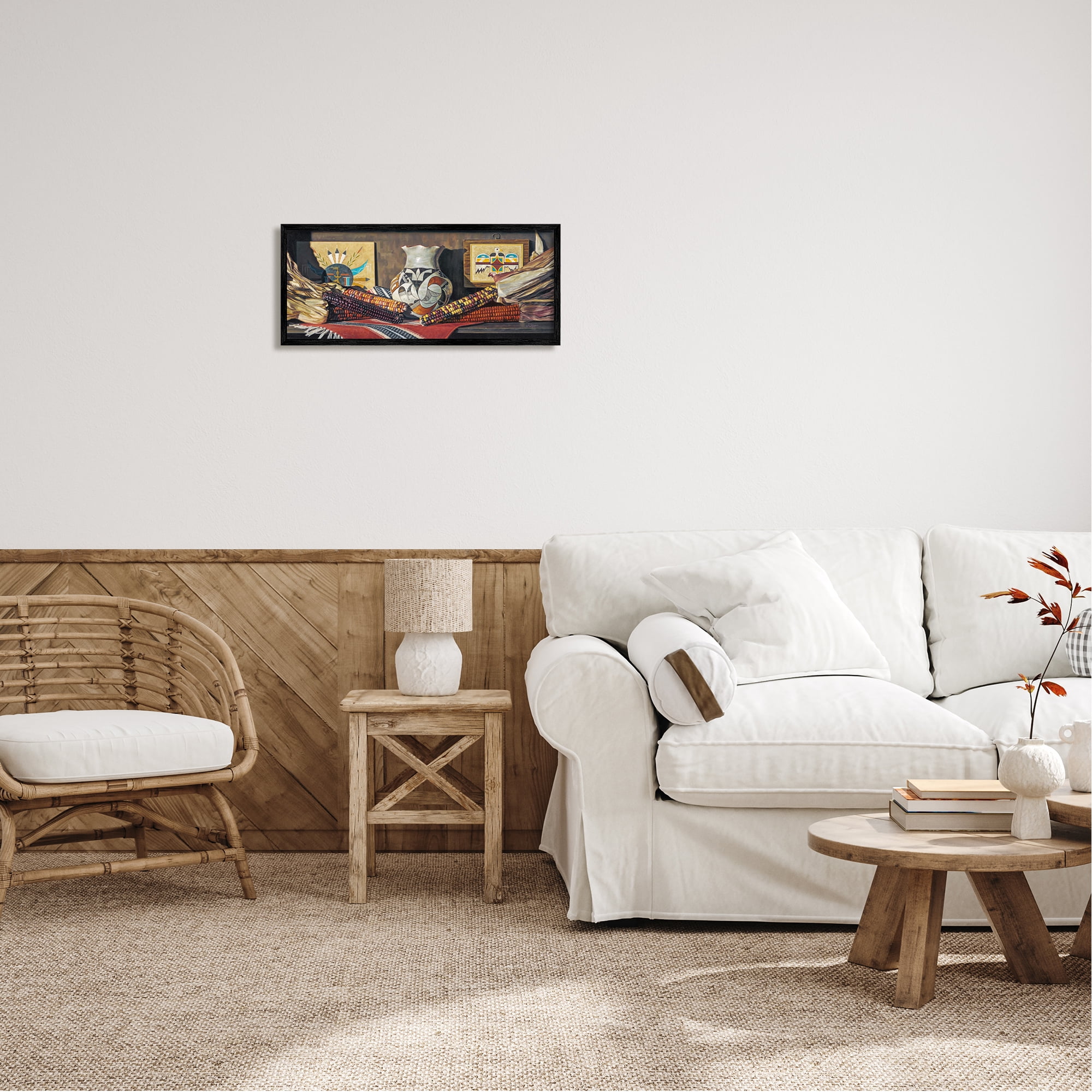 Stupell Industries Land of Enchantment Painting Abstract Painting Black Framed Art Print Wall Art, 24 x 10