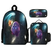 Kirby Backpack 3 Piece Set Laptop Backpack with Pencil Case Lunch Bag Combination For Travel Work Camping