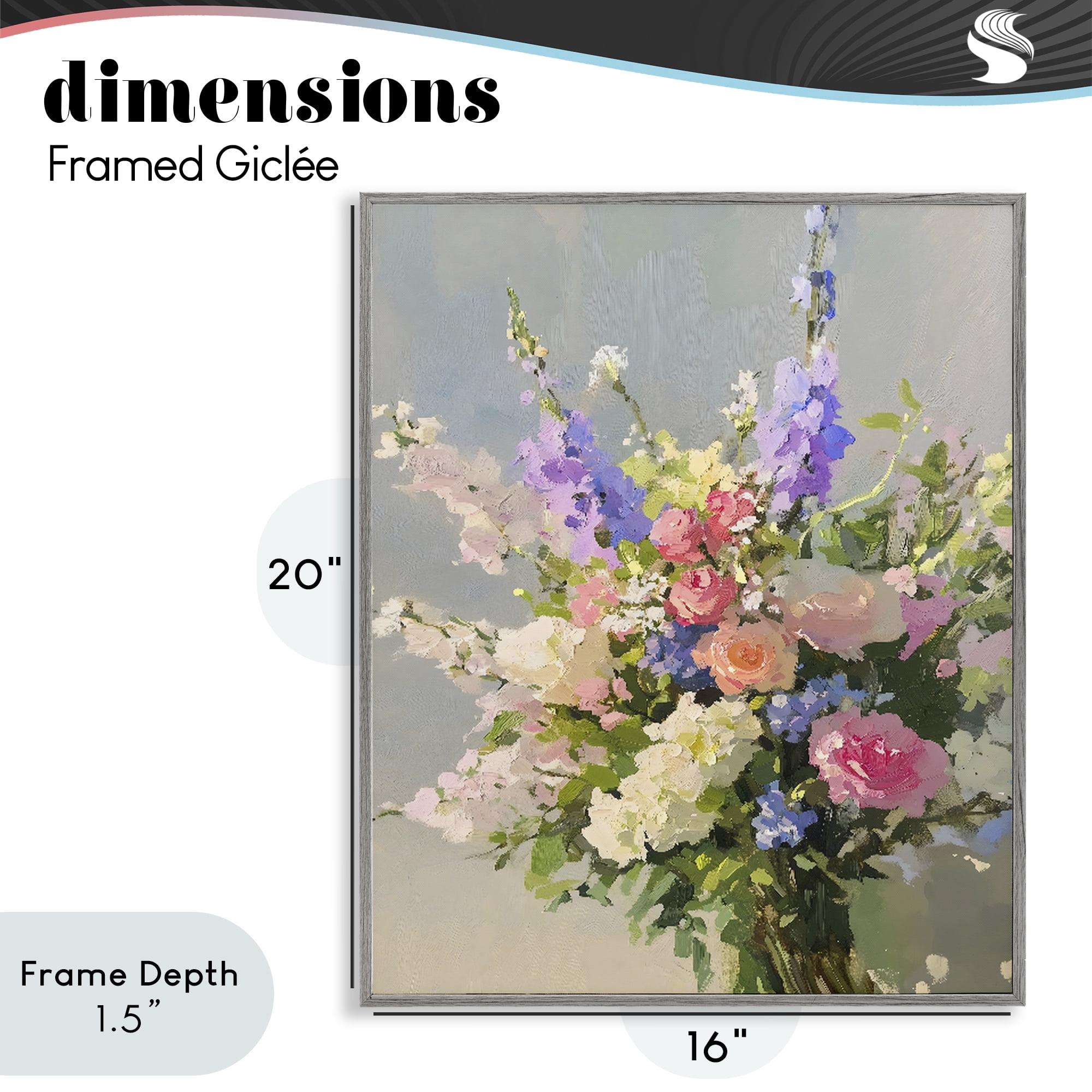Stupell Industries Romantic Pastel Garden Bouquet Gray Framed Giclee Art, design by The Prints Vibe