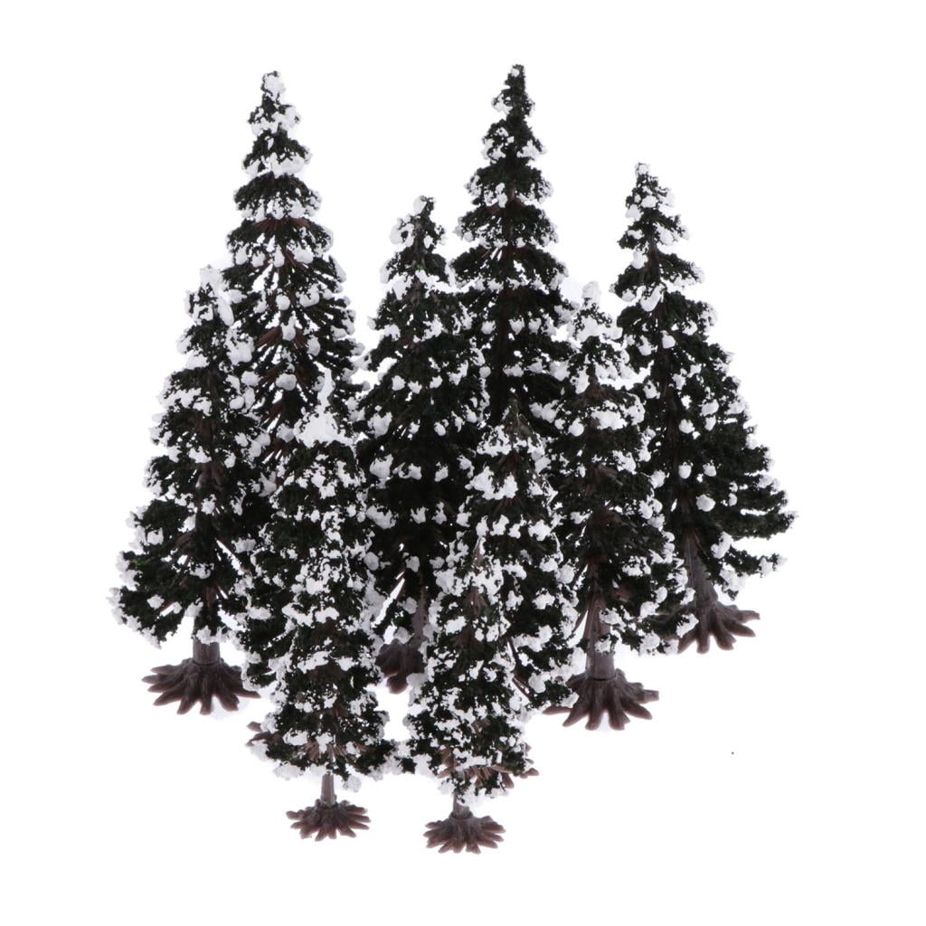 10x Model pine Trees White snow winter forest train railway Scenery 12cm