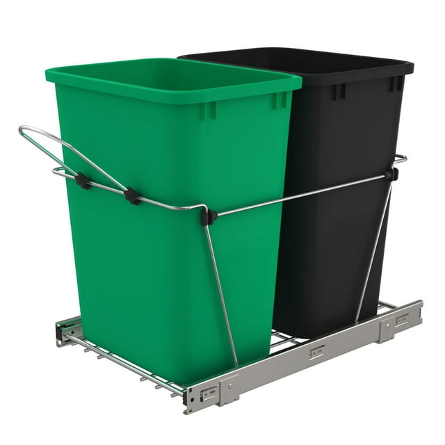 Rev-A-Shelf RV-18KD-1918C-S Poubelles Doubles de 35 Qt à Tiroir, Vert/noir