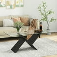 thumbnail image 4 of Gymax 47'' Rectangle Glass Coffee Table w/ Tempered Glass Tabletop & Geometric, 4 of 10