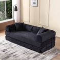 thumbnail image 5 of Convertible Sleeper Sofa Bed with Pillow, Corduroy Folding Mattress Floor Sofa Lounge Couch for Living Room, Bedroom, Black, 5 of 7