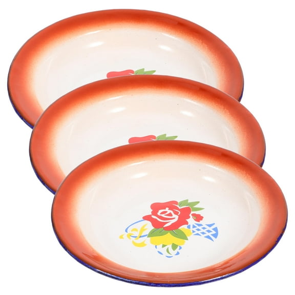 MOKKHNB 3 Pcs Charcuterie Vintage Enamel Plate Enamel Plates Travel 16x16cm Colorful