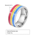 thumbnail image 2 of PAURO Men 6mm Stainless Steel Enamel Rainbow LGBT Pride Ring for Lesbian Gay LGBTQ Wedding Band Lesbian Size 7, 2 of 5