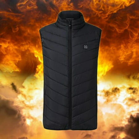 USB Men Electric Heating Vest Jacket Winter Warm Heated Pad Winter Body