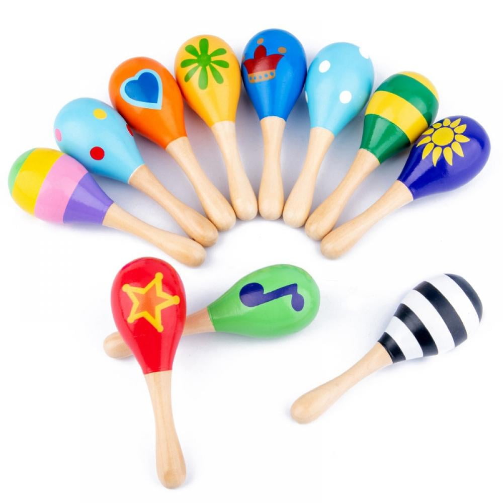 5pcs Wooden Egg Maracas Shakers Music Percussion Toy for Kids Yellow