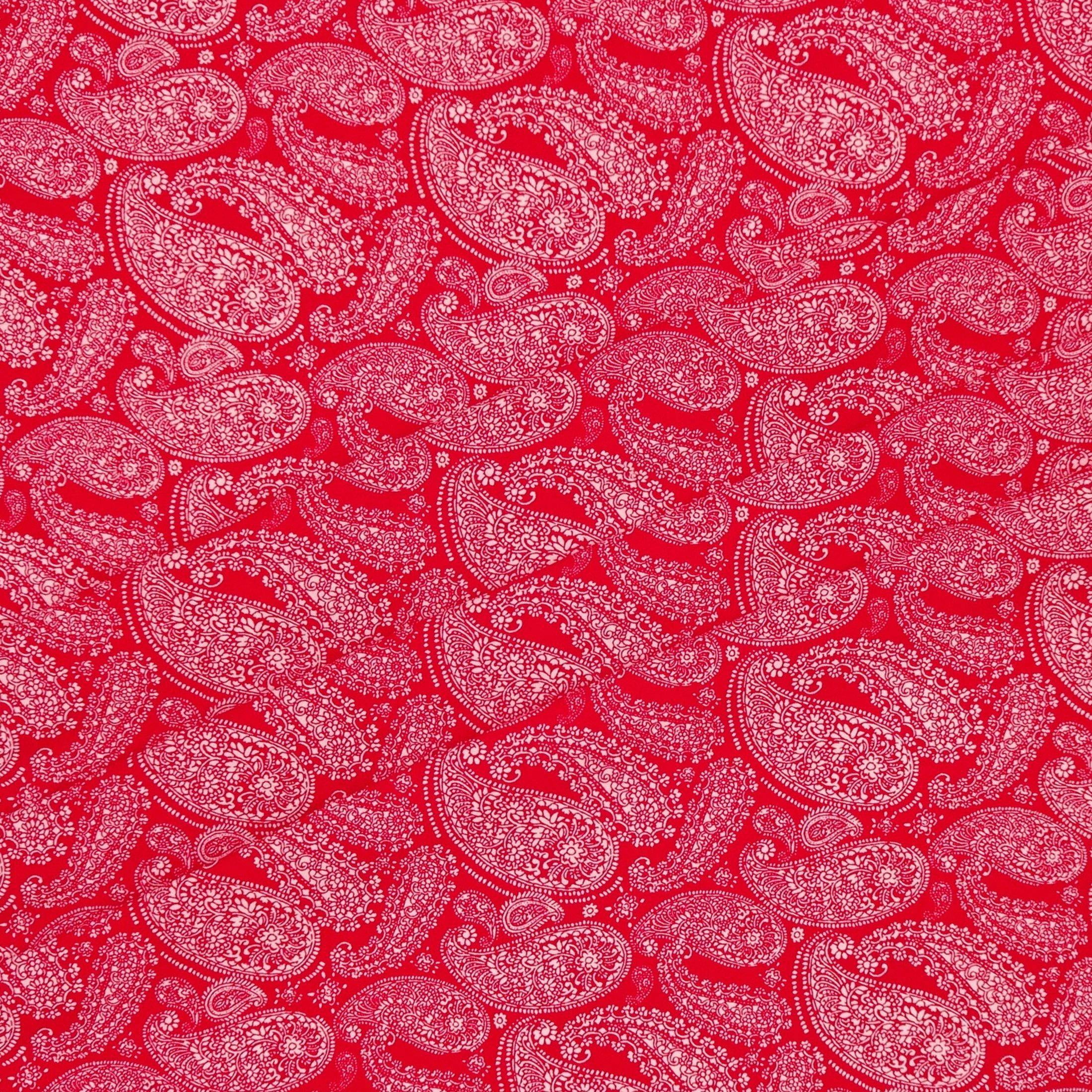 Waverly Inspirations 1 Yard Cut 100% Cotton Bandana Paisley Print Fabric, Poppy Red, 44" Wide for Quilting & Sewing