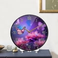 thumbnail image 5 of Purple Flowers Butterflies Wall Clock Round Silent Non Ticking Battery Operated Accurate Arabic Numerals Design Clocks for Home Kitchen Living Room Bedroom 12inch Home Decor, 5 of 6