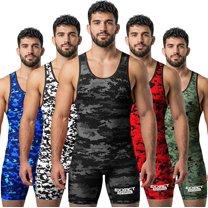 Exxact Sports Digital Camouflage Men's Wrestling Singlet, High-Performance Powerlifting Singlet, Wrestling Singlets for Men (A2XL, Black Camo)