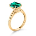 thumbnail image 4 of Gem Stone King 10K Yellow Gold Green Nano Emerald Solitaire Engagement Ring for Women (2.00 Cttw, Emerald Cut 9X7MM, Gemstone May Birthstone, Available in Size 5, 6, 7, 8, 9), 4 of 7