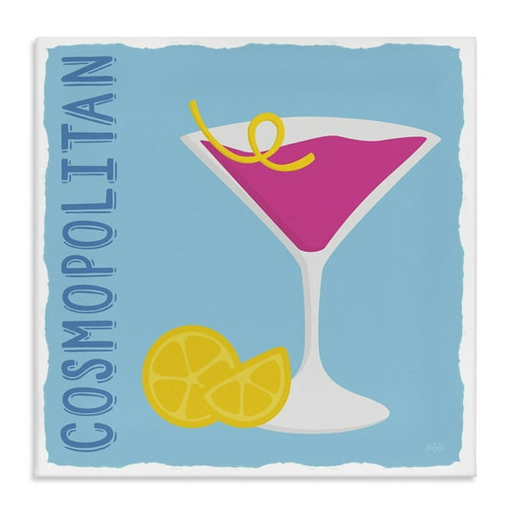 Stupell Industries Cosmopolitan Cocktail Drink Food & Beverage Painting Wrapped Canvas Art Print Wall Art, 17 x 17