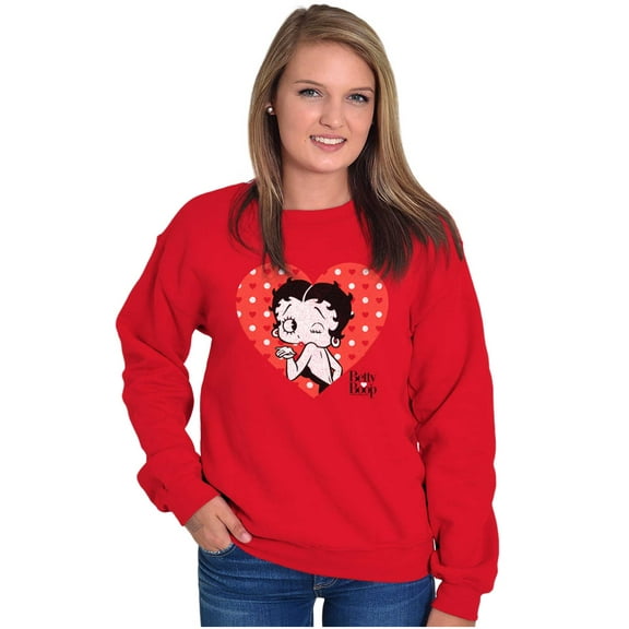Betty Boop Blowing Kisses Adorable Women Plus Size Crewneck Sweatshirt Brisco Brands 3X