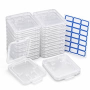 20Pack Dual TF + SD Memory Card Storage Cases with Bonus Label Stickers, Protective Clear Plastic Card Holder, Compact Organizer for Cameras, Drones, Gaming & Travel