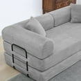 thumbnail image 7 of Convertible Sleeper Sofa Bed with Pillow, Corduroy Folding Mattress Floor Sofa Lounge Couch for Living Room, Bedroom, Light Grey, 7 of 7