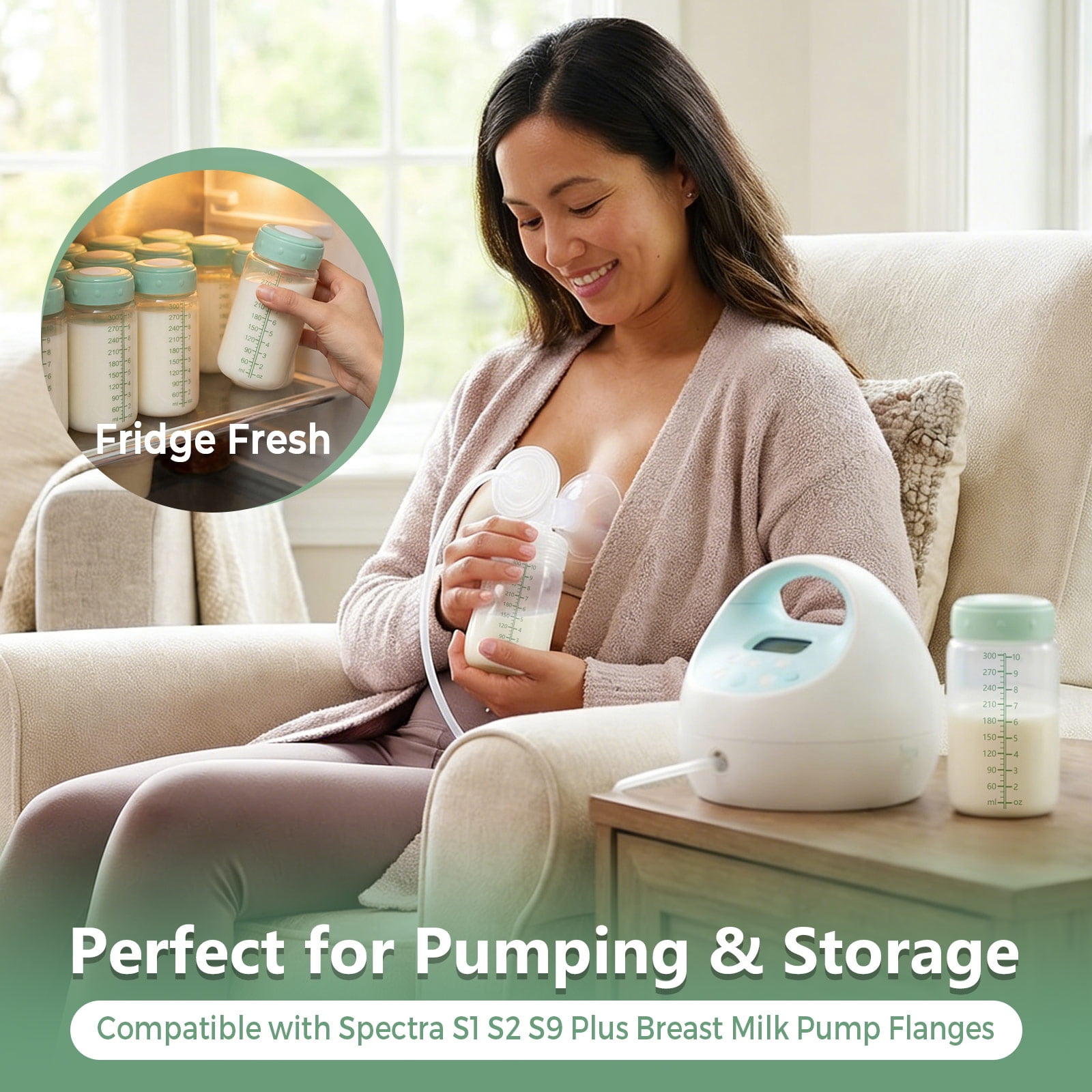 Breast Pump Accessories Compatible with Spectra S1 S2 S9 Plus Replacement Pump Parts, 2 Sets with 24mm Flanges Spectra, 10oz Bottles, Duckbill Valves, Tubing, Backflow Protectors, Not Original