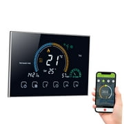 WiFi Smart Heat Pump Room Thermostat Temperature Controller 4.8 Inch Color LCD Screen Programmable Touch Control/ Mobile APP/ Voice Control Compatible with Alexa/Google Home for Home Office Hotel