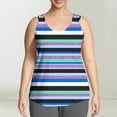 thumbnail image 7 of cocolona Womens Plus Size Summer Tank Tops Crew Neck Sleeveless Shirts Fashion Casual Loose Striped Print Tees Blouse Blue L, 7 of 7