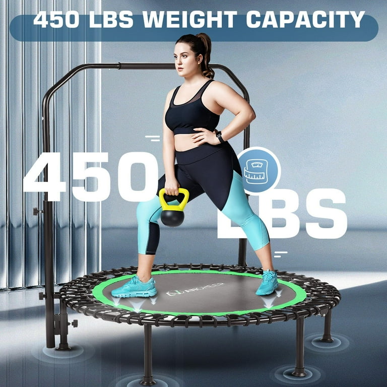 ANCHEER 40 50 Foldable Mini Trampoline Max Load 450 550lbs Fitness Trampoline with Bungees Adjustable Foam Handle Indoor Exercise Trampoline for
