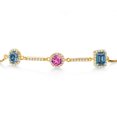 thumbnail image 2 of Gem Stone King 18K Yellow Gold Plated Silver Bracelet Persian Blue Moissanite Created Sapphire (1.58 Cttw), 2 of 4