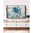 thumbnail image 3 of Outdoor TV Cover 40 to 43 Inch Weatherproof, Teal Coastal Octopus Waterproof TV Screen Protector for Outside Decor with Zipper and Pocket 40"L x 25"H , Ocean Starfish Shell Nautical Map, 3 of 7