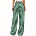 thumbnail image 2 of Bbyeadc Palazzo Pants for Women Drawstring Striped Loose Wide Leg Trousers Casual Pants Comfy Lounge Pants with Pockets,Green (S), 2 of 6