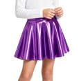 thumbnail image 3 of Girls Metallic Skater Skirt Christmas Halloween Cosplay Skirts Shiny Pleated Short Skirt Kids Dance Performance Party Skirt, 3 of 7