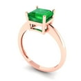 thumbnail image 2 of 2 ctw Solitaire Anniversary Ring for Women | Asscher Cut Simulated Emerald | Hyperallergenic Solid 18K Rose Gold, 2 of 5