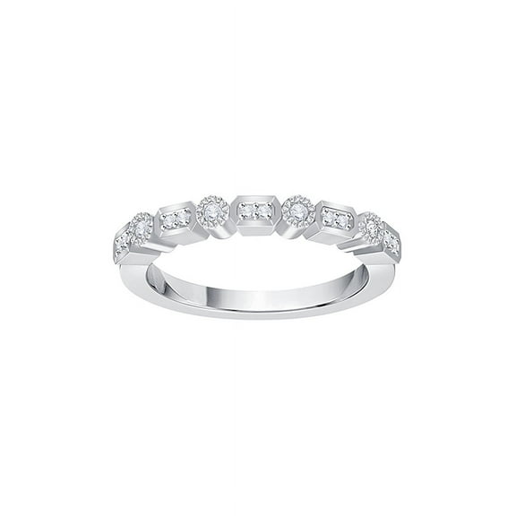 Diamond Wedding Band in 14K White Gold (1/10 cttw, G-H, I2-I3)