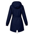 thumbnail image 6 of Busydd Womens Rain Jacket Casual Solid Color Long Sleeve Rain Coat Trendy Adjustable Waist Full Zip Button Waterproof Windbreaker Jacket with Pockets XL, 6 of 8