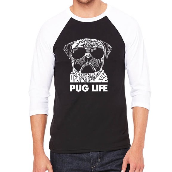 LA Pop Art Men's Raglan Baseball Word Art T-shirt - Pug Life