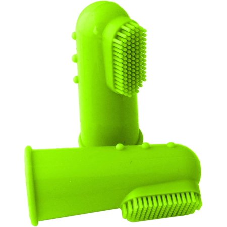 Silicone Finger Toothbrush Dental Hygiene Brush for Small to Large Dog Cat Pet - Green