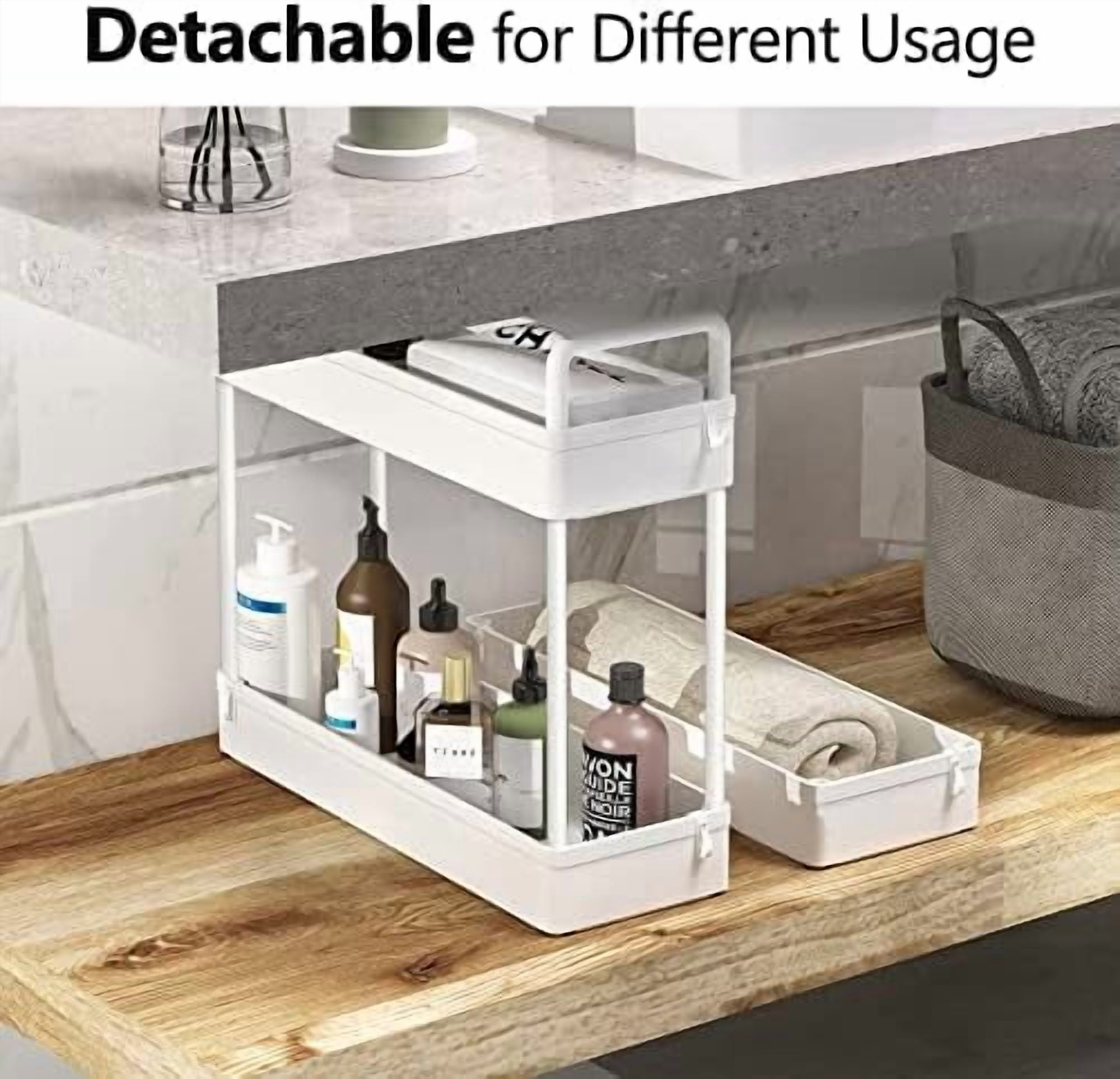 Slim Rolling Storage Cart with Wheels 3 Tier Skinny Bathroom Storage Organizer Thin Laundry Room Utility Cart Space-Saving for Bedside Kitchen Office Small Narrow Places, White