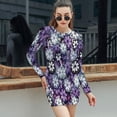 thumbnail image 6 of Grunge Graphic Flower Pattern Women's Long Sleeve Bodycon Dress Soft Stretchy For Everyday Wear And Special Occasions, 6 of 6