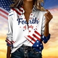 thumbnail image 2 of Atogsazn 4th of July Satin Silk Shirt for Women Dress Casual Button Down Long Sleeve Shirts Blouse Tops Outfit White XXL Fashion, 2 of 6
